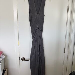 Allsaints Sleeveless Deep V Gray Long Maxi Dress Size Large